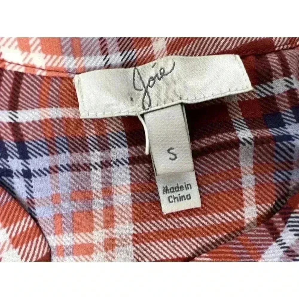 Joie Neila 100% Silk Blouse Top Small Plaid. 253 - Picture 3 of 4